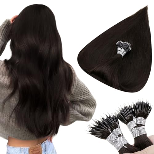 Hetto Nano Hair Extensions Real Human Hair Dark Brown, Invisible Nano Beads Hair Extension