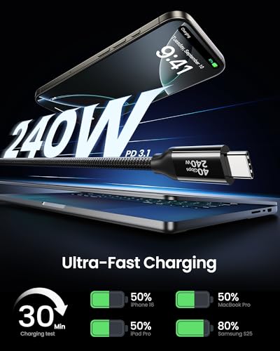 Image of Silkland USB4 for Thunderbolt 4 Cable 5FT, 40Gbps, 240W Charging, 8K@60Hz