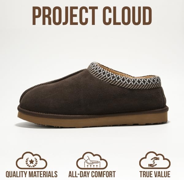 Project Cloud Mens Slippers 100% Genuine Leather with Australian Shearling Lining & Memory Foam Insole Outdoor & House Slippers for Men - Non-Slip Fuzzy Mens Shoes - Image 3