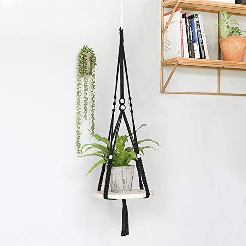Braided Cotton Macrame Rope, 165 Feet 5mm Thick String Twisted Cord Macrame Supplies for DIY Arts & Crafts, Wall Hanging Plant Hanger, Making Knitting (Black)
