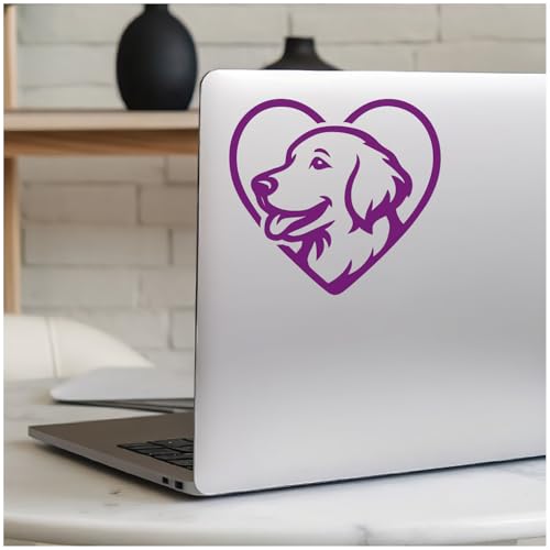 Samunshi® Herz mit Golden Retriever Kopf als Autoaufkleber für Auto Motorrad Helm Fahrrrad Aufkleber Laptop Sticker Herz Form Leidenschaft Vinyl Dekoration 10 x 9,3cm grau