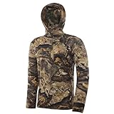 Hartena Men’s Lightweight Camo Hunting Hoodie Shirt – UPF 50+ Sun Protection, Quick-Dry, Breathable, with Snap Hood, Chest Zip Pocket & Thumb Loops（Ridge Stem，Large）