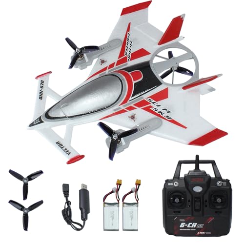 Image of FLYCOLOR QIDI 570 RC Airplane 2.4Gh 6CH RC Glider Fixed Wing Aircraft 3 Flight Models Brushless RC Helicopters Vertical Takeoff RC Glider (Red)