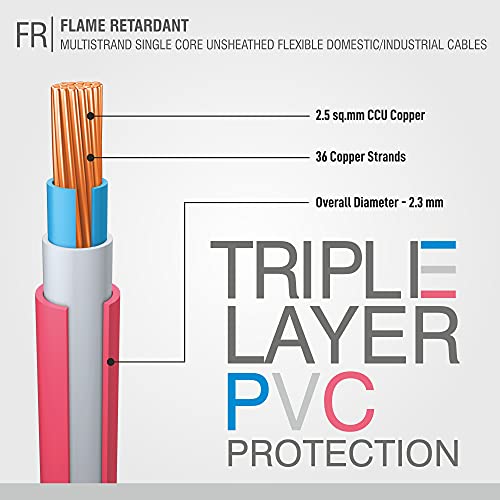 Image of Fybros PVC Insulated 2.5 Sq Mm Wire| Multistrands Flame Retardant Yellow Copper Wires & Cables| Cables For wiring | 2.5 Sq Mm Yellow wire 90 mtr| Industrial Wire Cable| Electrical Wire