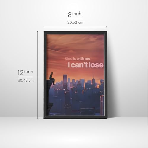 Image of Wall Framed Posters | 8x12 inch size | Motivational Quotes Posters |Motivational Photo Frame - inchGod Is With Me, I Can't Lose inch - Inspirational Wall Decor for Home & Office