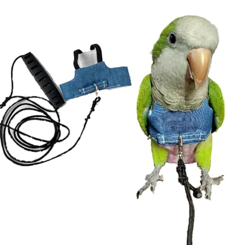 Image of Bird Flight Harness Vest, Parrot Suit with Leash for Cockatiels Conures Budgies Lovebirds African Grey, Flying Clothes Rope and Handle Outdoor Activities Training (Medium)