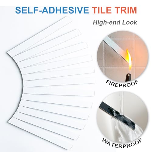 DICOFUN 24-Pack Polished White Peel and Stick Tile Trim, 6" Self Adhesive Molding Edge Trim for Peel and Stick Backsplash - Image 3