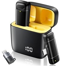 🎤【Upgraded Wireless Microphone】This professional wireless mic for iphone is more sensitive than the bluetooth microphone. Our wireless lapel microphone adopts a built-in intelligent active noise reduction chip that allows you to record clearly even i...