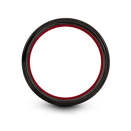 Chroma Color Collection Tungsten Carbide Wedding Band Ring 6Mm For Men Women Red Interior With Black Exterior Step Bevel Edge Brushed Polished Comfort Fit Anniversary Size 11 #TOP1