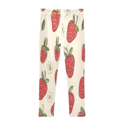 Bolaz Toddler Girls Leggings Printed Yoga Pants Leggings Strawberry White Flower for Kids2