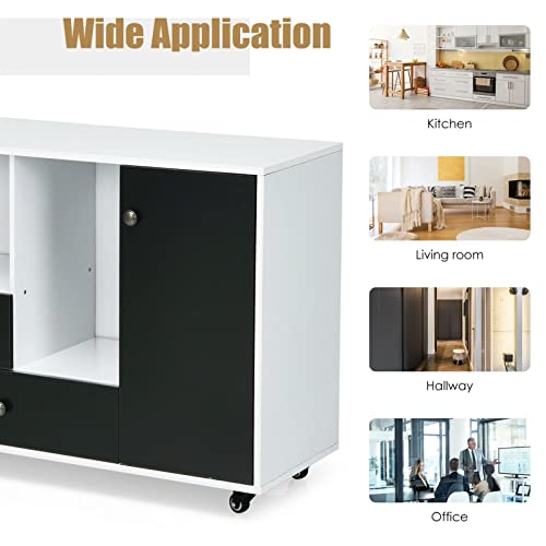 Pdgjg Lateral Mobile Filing Cabinet File Storage Large Printer Stand W/ 2 Drawers & Shelves #TOP6