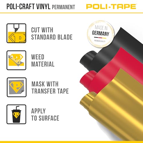 POLI-CRAFT Vinyl Klebefolie (PERMANENT) - selbstklebende Plotterfolie für DIY-Projekte, Mint matt, 30,5 cm x 183 cm