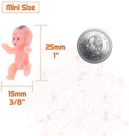 selizo Mini Plastic Babies, 100Pcs Tiny Plastic Babies Small Baby King Cake Babies For Ice Cubes Baby Shower Game (1 Inch), Multicolor
