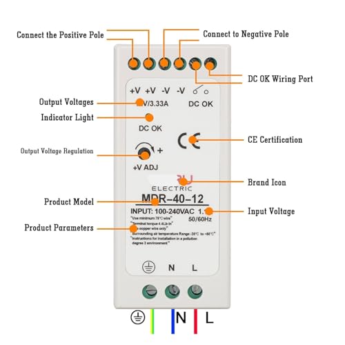 Transformateur rail DIN MDR 12V 10W alimentation AC-DC compacte - 3