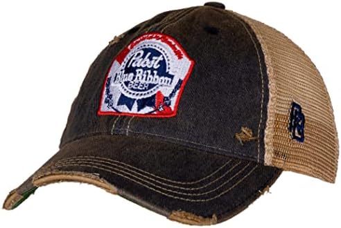 Pabst Blue Ribbon Retro Brand Distressed PBR Trucker Hat Brown