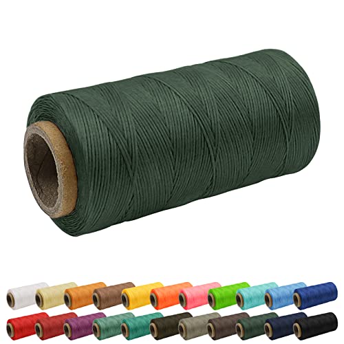Uiopa 1mm Waxed Thread, 260m 150D Leather Sewing Thread, Hand Stitching Flat Waxed Cord for Leather Craft Bookbinding