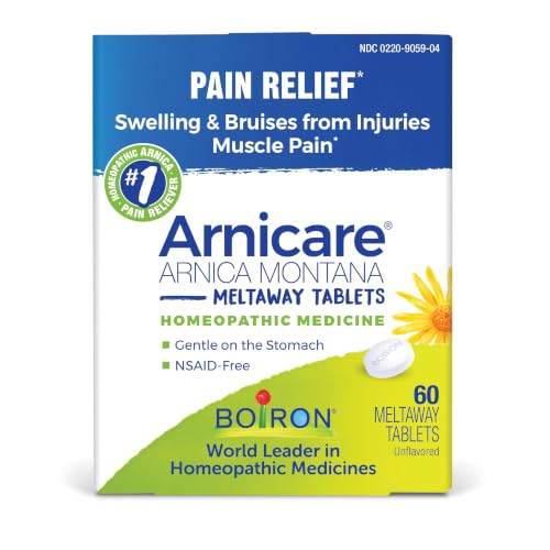 Boiron Arnicare Tablets for Pain Relief from Muscle Pain, Joint Soreness, Swelling from Injury or Bruises - 60 Count