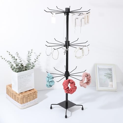 Ziliny 4 Pcs Rotating Jewelry Display stand Hanging Jewelry Rack Metal Spinning Display Stand with Hooks for Necklace Bracelet Earring Selling(3 Tier,Black) by Ziliny - Image 5