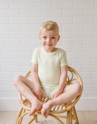 moimoln Solid Soft Cotton Modal Baby Toddler Boys Girls Snug fit Pjs Pajama short Sleepwear Pale Green 2T