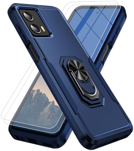 for Moto G 5G 2023 Case (XT 2313) [15 FT Military-Grade Drop Protection], Motorola G 5G 2023 Case with 2X Tempered Glass Screen Protector, Dark Blue