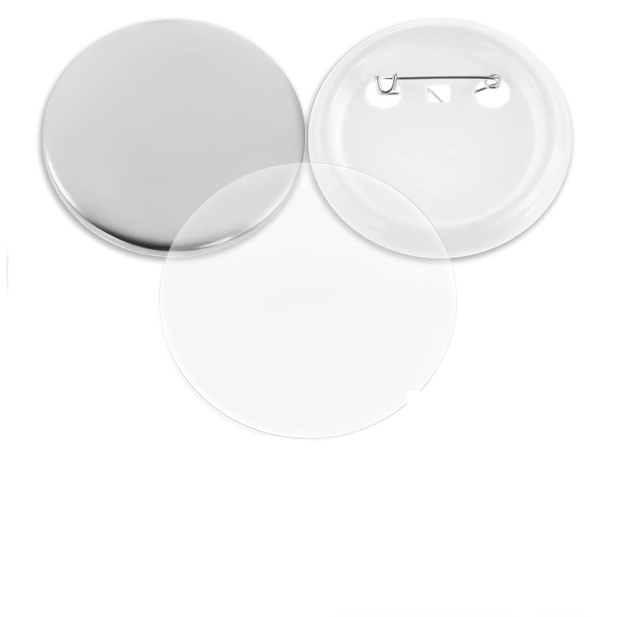 100PCS Blank Pin Badges Maker Parts, 32MM Plastic/Metal Badges Button Parts Sets