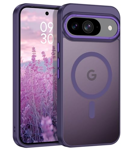 GUAGUA Magnetic for Google Pixel 10/10 Pro Case [Compatible with MagSafe & Pixelsnap] [Military Grade Protection] Translucent Matte Back Slim Anti-Scratch Anti-Fingerprint Phone Cover Deep Purple