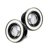 Fiknonk 2 PCS Fog Lights LED, 3 Inch Angel Eye Halo LED Fog Light with COB Chip, Super Bright White Driving Light Kit, Universal for Most Cars, Trucks, SUVs (Black)