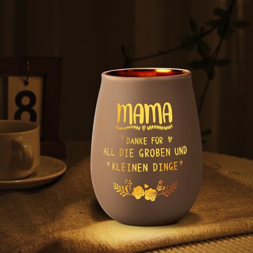 Surhik Muttertagsgeschenk für Mama, Windlicht mit Blumenmuster, Muttertagsgeschenke für Mama Oma Frauen,Personalisiert Geschenk Muttertag zum Geburtstag Weihnachten
