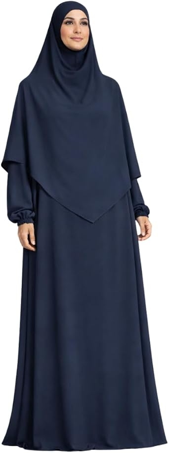 Two Piece Khimar Abaya Set for Women   Muslim Prayer Abaya with Khimar Scarf, Modest Islamic Dress, Loose Fit Abaya for Ramadan, Umrah, Hajj & Daily Wear UK 8-20