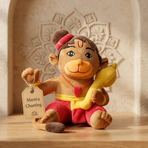 Image of AVSHUB God Soft Toy for Kids Divine Mantra Chanting Baby Hanuman with 3 Preloaded Mantras & Aartis, Musical Soft Plush Toy, Return Gift for Infants, Toddlers & Kids (Medium - 25 Cm)