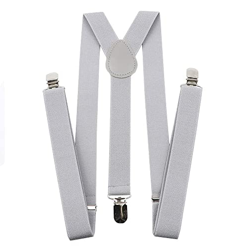 Adjustable Elastic Y Back Style Suspenders for Men and Women (Light Grey)-image-34