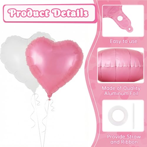 Image of 12 Pcs Colorful Heart Balloons,18 Inch Heart Foil Balloons Love Balloon Valentine Balloon for Birthday Party Wedding Engagement Party Baby Shower Valentine Day Decorations