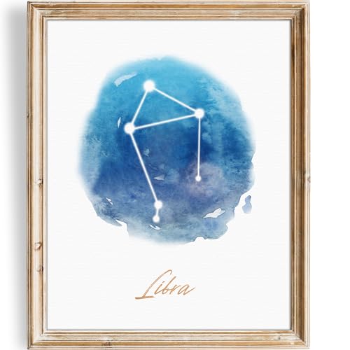 DREAM BIG PRINTABLES Libra Constellation Art Print - 8x10 (Unframed) | Zodiac Star Sign Wall Decor for Astrology Enthusiasts