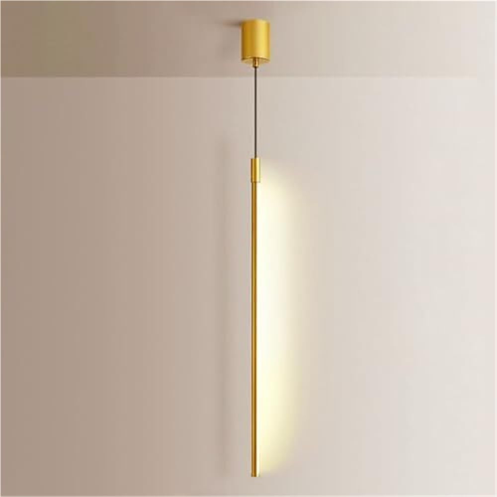 LYMSXAZOU Modern Gold Pendant Light Dimmable Changing Long Tube Hanging Lamp Adjustable Height Ceiling Fixture for Bedside Kitchen Island Living Room Hallway(120cm,Warm White)