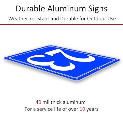 Image of Premium Aluminum Number Signs 23, Metal 12 inch X 8 inch Blue Numbered Signs Outdoor for Parking Lots, Floor, Dock, Court, Aisle, Field, High Visibility, No Fade, Weather-resistant