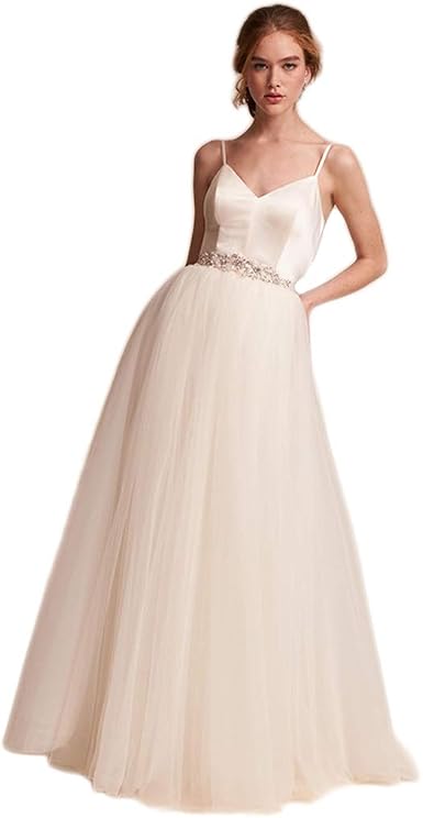 YAONAI Elegante/Delgado/Gasa/Vestido de Novia para Mujer, Cintura Alta/Sin  Espalda/Vestido de Novia, Sin Mangas/Vestido de Novia : Amazon.es: Ropa