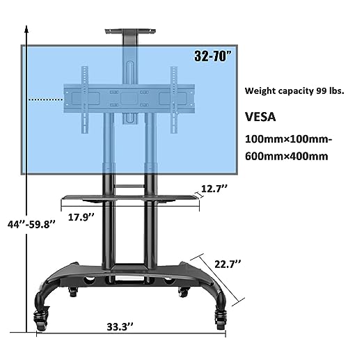 Soporte móvil para TV de 32-70 pulgadas con ruedas ajustable en altura miniatura 7