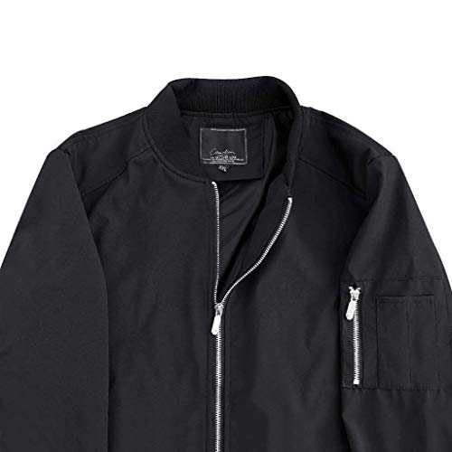 Crysully Men's Fall Active Classic Zip Up Closure Jacket Thin Light Weight Bomber Jacket Coat Black #TOP4