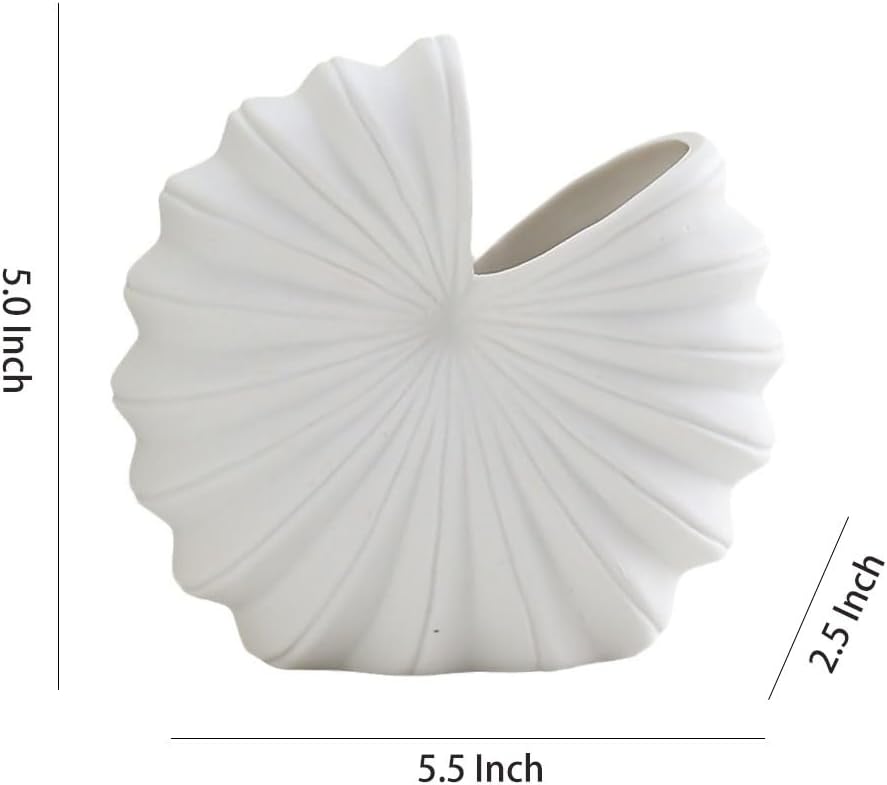 WAIT FLY Shell Ceramic Vase for Flower Dry Flower Hydroponic Planter Decorative Vase for Home Room Office Party Wedding - Image 2