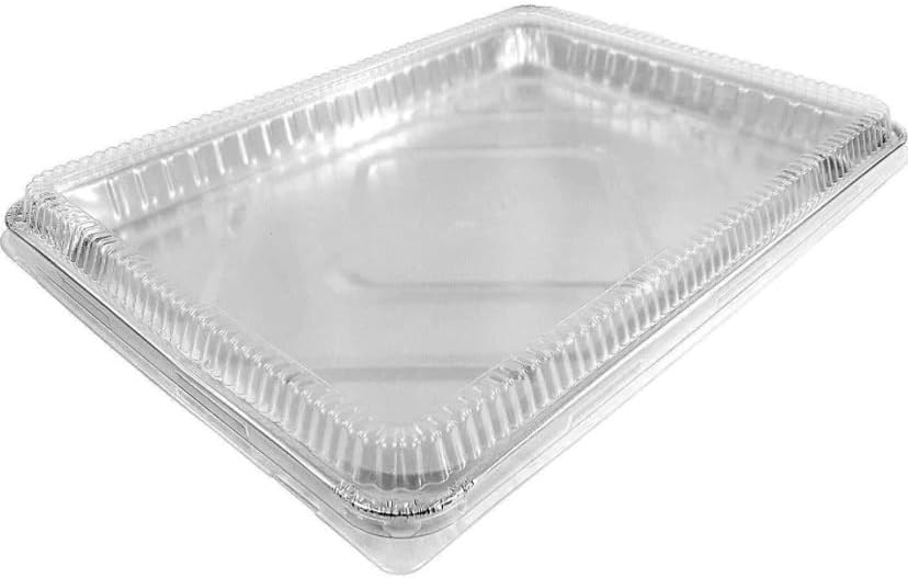 ProPac & Seal Half 1/2 Size Sheet Cake Aluminum Foil Pan w/Clear Dome Lid 17.1" L x 12.3" W x 1.25" D (Pack of 10 Sets)