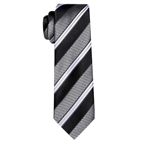 Image of Barry.Wang Mens Tie Set Plaid Check Neckties Formal Business Wedding Luxury Pocket Square Cufflinks