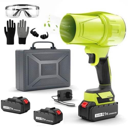 Seesepro Blower, Cordless Leaf Blower with 2 Batteries, Mini Turbo Jet Blowers 2.0, Portable Handheld blowers, Super Power Air Duster for Yard/Patio/Car/Lawn Cleaning (Green 2Battery)