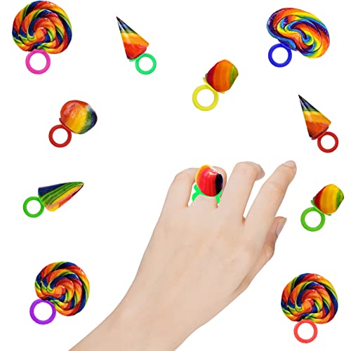 Crazy Fruit Candy Rings, Assorted Hard Candy Lollipops, Individually Wrapped (10-Pack) #TOP4