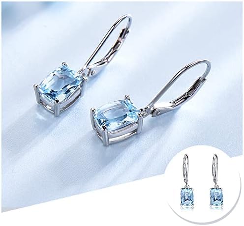LOKILOKI Echte 925 Sterling Silber Himmelblau Topas Ohrringe Elegante Edelstein Hochzeit Verlobungsschmuck Für Frauen Geschenke