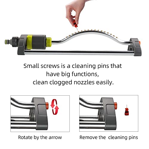 Hh Together Metal Oscillating Garden Sprinkler 17 Clog-Resistant Brass Nozzles And Rust-Proof Aluminum Base, Large Area Watering Coverage, Great For Lawn, Front Or Back Yard Sprinkling #TOP4