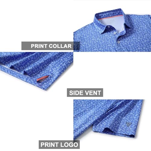 Image of Golf Shirts for Men Dry Fit Short Sleeve Print Performance Moisture Wicking Polo Shirt