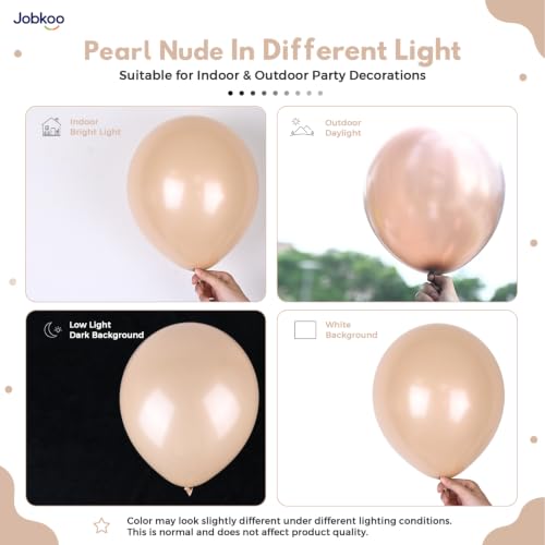 Image of Jobkoo Pearl Nude Balloons 12 Inch, Beige Apricot Neutral Latex Balloon