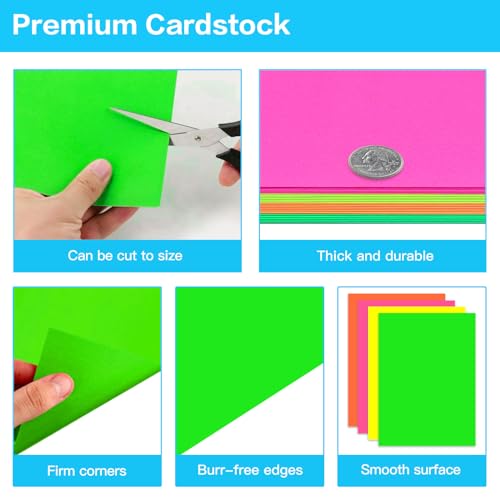 Pôster neon com 24 folhas, 28 x 35,5 cm, cartolina colorida brilhante, papel fluorescente, para apre