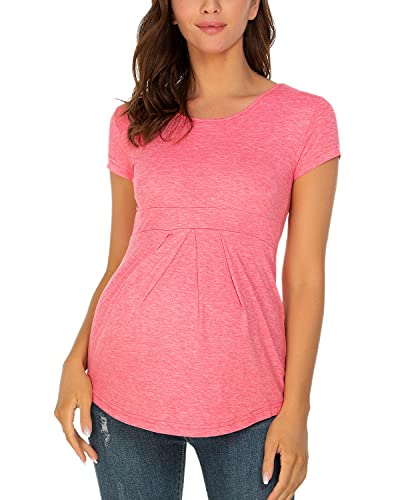 Love2Mi Camiseta de maternidad para mujer, manga corta, camiseta de maternidad, S-rosa, S