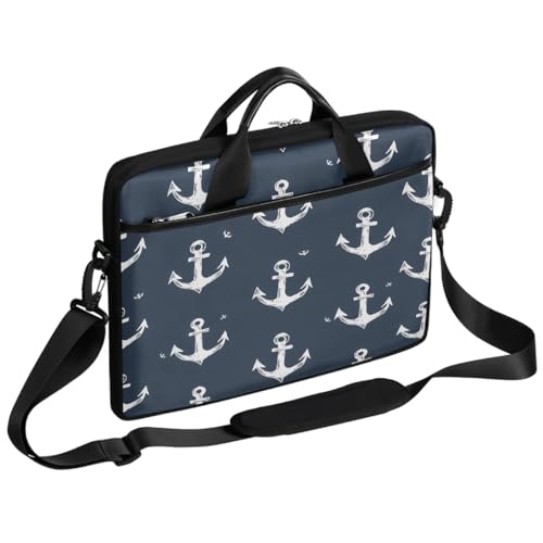 Bolso vintage para laptop 15 pulgadas con correa y diseño ancla
